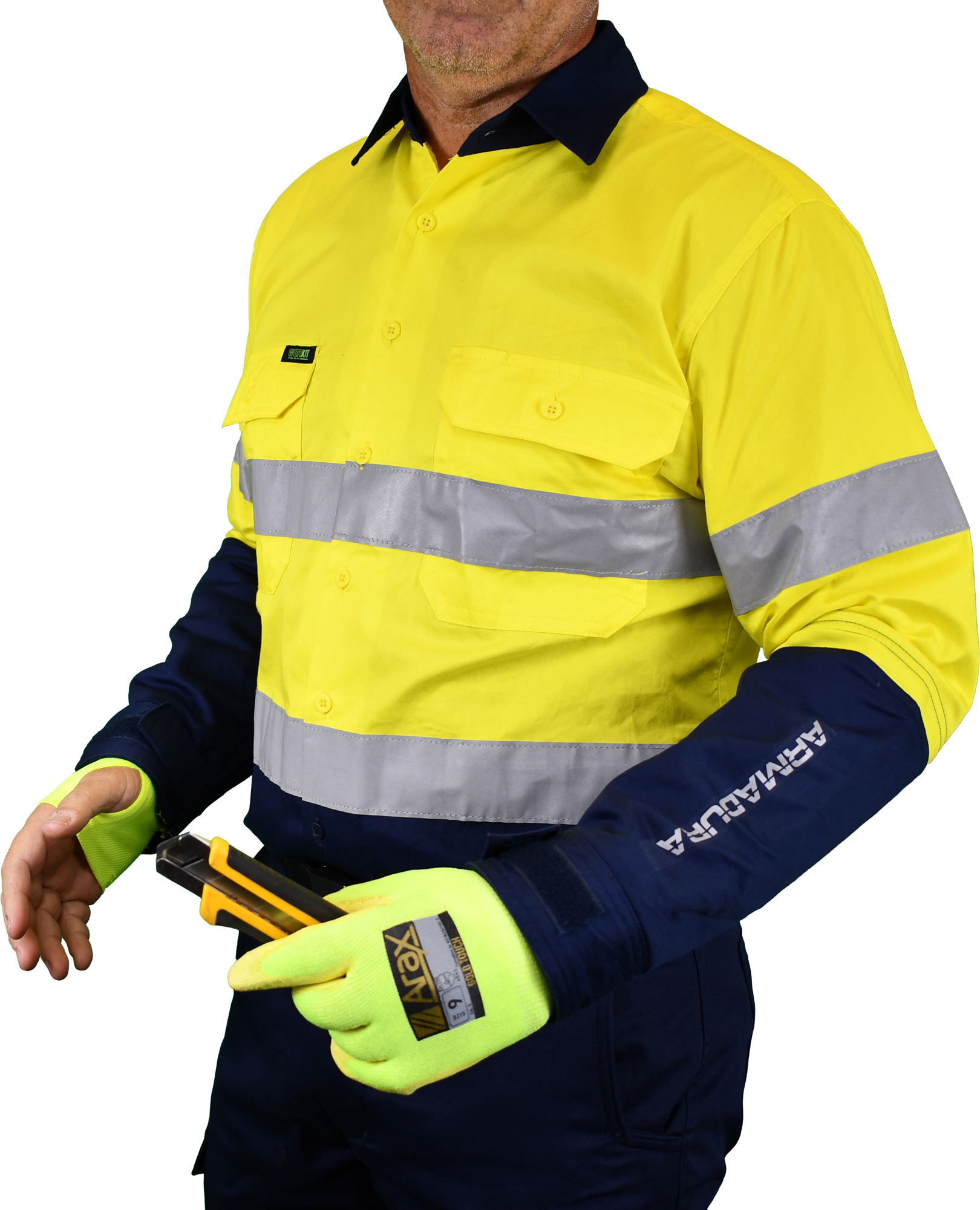 2613 Hi-Vis Lightweight Work Shirts, Armadura panels integrated from the wrist to above the elbow